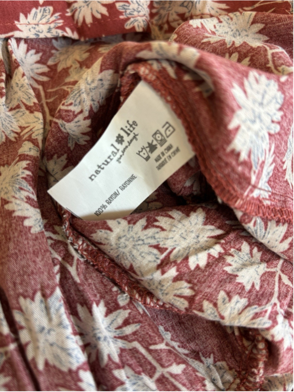 Natural Life Maxi Dress Sz Lg Red Floral Boho Cottagecore Festival Short Sleeve - Picture 7 of 8